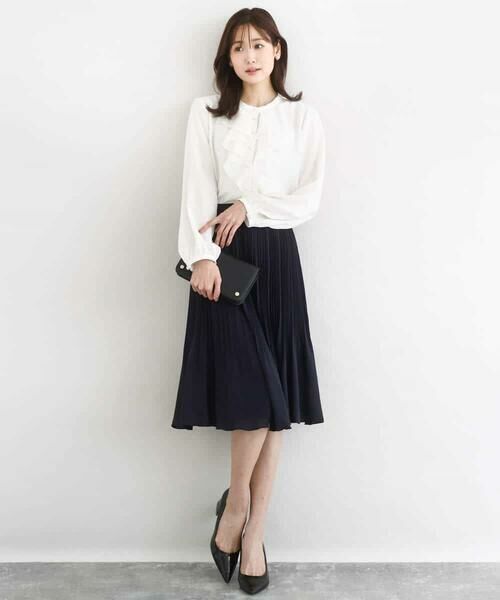 MK MICHEL KLEIN / エムケーミッシェルクラン ミニ・ひざ丈スカート | リバーシブルシフォンプリーツスカート/洗える | 詳細10