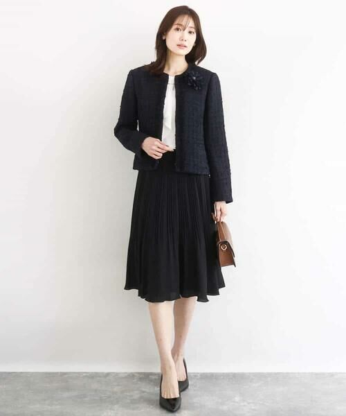 MK MICHEL KLEIN / エムケーミッシェルクラン ミニ・ひざ丈スカート | リバーシブルシフォンプリーツスカート/洗える | 詳細7