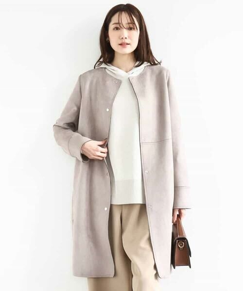 MK MICHEL KLEIN / エムケーミッシェルクラン その他アウター | フェイクスウェードノーカラーコート/洗える | 詳細13
