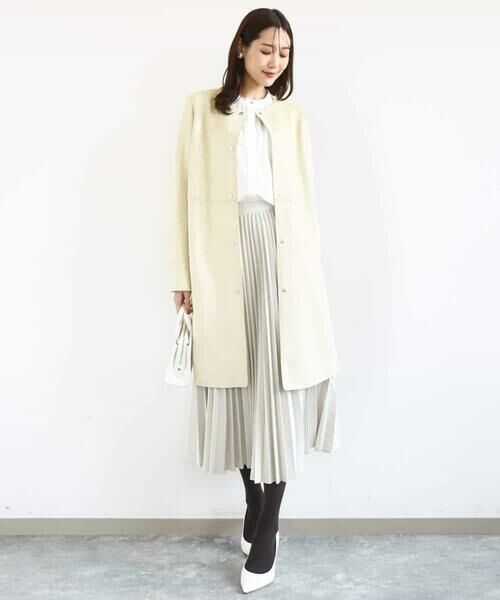 MK MICHEL KLEIN / エムケーミッシェルクラン その他アウター | フェイクスウェードノーカラーコート/洗える | 詳細18