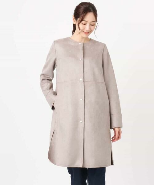 MK MICHEL KLEIN / エムケーミッシェルクラン その他アウター | フェイクスウェードノーカラーコート/洗える | 詳細7