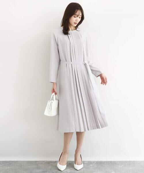 MK MICHEL KLEIN / エムケーミッシェルクラン ロング・マキシ丈ワンピース | サテンジョーゼット プリーツワンピース/洗える | 詳細10