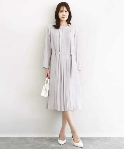 MK MICHEL KLEIN / エムケーミッシェルクラン ロング・マキシ丈ワンピース | サテンジョーゼット プリーツワンピース/洗える | 詳細11