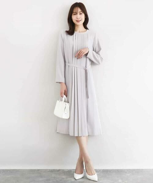 MK MICHEL KLEIN / エムケーミッシェルクラン ロング・マキシ丈ワンピース | サテンジョーゼット プリーツワンピース/洗える | 詳細12