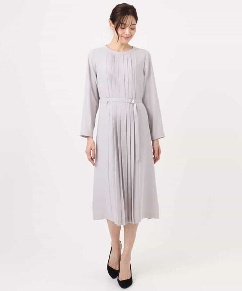 MK MICHEL KLEIN / エムケーミッシェルクラン ロング・マキシ丈ワンピース | サテンジョーゼット プリーツワンピース/洗える | 詳細17