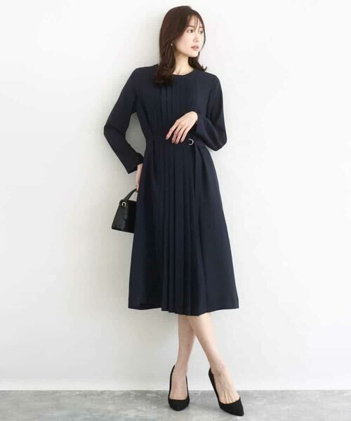 MK MICHEL KLEIN / エムケーミッシェルクラン ロング・マキシ丈ワンピース | サテンジョーゼット プリーツワンピース/洗える | 詳細2