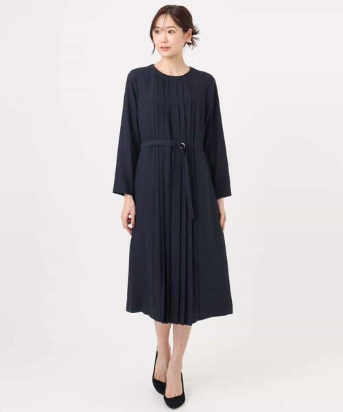 MK MICHEL KLEIN / エムケーミッシェルクラン ロング・マキシ丈ワンピース | サテンジョーゼット プリーツワンピース/洗える | 詳細29