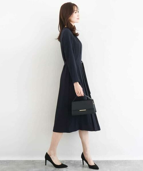 MK MICHEL KLEIN / エムケーミッシェルクラン ロング・マキシ丈ワンピース | サテンジョーゼット プリーツワンピース/洗える | 詳細3