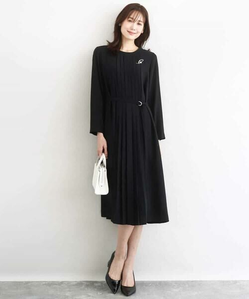 MK MICHEL KLEIN / エムケーミッシェルクラン ロング・マキシ丈ワンピース | サテンジョーゼット プリーツワンピース/洗える | 詳細4