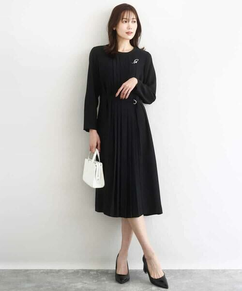 MK MICHEL KLEIN / エムケーミッシェルクラン ロング・マキシ丈ワンピース | サテンジョーゼット プリーツワンピース/洗える | 詳細5