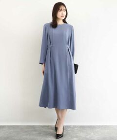 MK MICHEL KLEIN / エムケーミッシェルクラン ロング・マキシ丈ワンピース | サテンジョーゼット サイドベルトワンピース/洗える