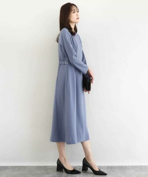 MK MICHEL KLEIN / エムケーミッシェルクラン ロング・マキシ丈ワンピース | サテンジョーゼット サイドベルトワンピース/洗える | 詳細3