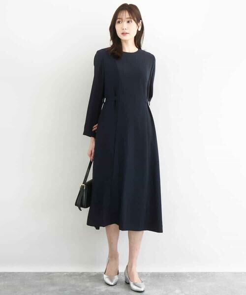 MK MICHEL KLEIN / エムケーミッシェルクラン ロング・マキシ丈ワンピース | サテンジョーゼット サイドベルトワンピース/洗える | 詳細6