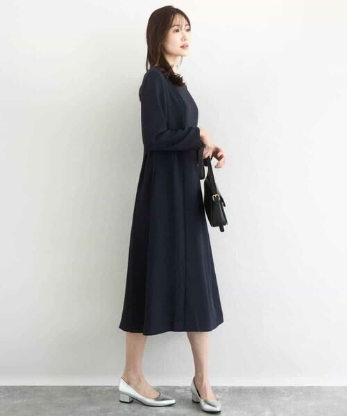 MK MICHEL KLEIN / エムケーミッシェルクラン ロング・マキシ丈ワンピース | サテンジョーゼット サイドベルトワンピース/洗える | 詳細7