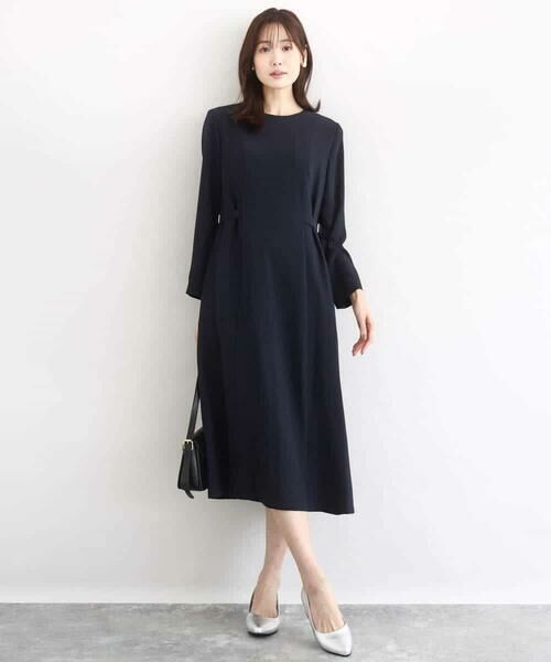 MK MICHEL KLEIN / エムケーミッシェルクラン ロング・マキシ丈ワンピース | サテンジョーゼット サイドベルトワンピース/洗える | 詳細8