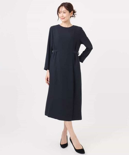 MK MICHEL KLEIN / エムケーミッシェルクラン ロング・マキシ丈ワンピース | サテンジョーゼット サイドベルトワンピース/洗える | 詳細9