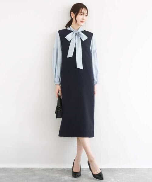 MK MICHEL KLEIN / エムケーミッシェルクラン ロング・マキシ丈ワンピース | バックフリルデザイン ジャンパースカート/洗える | 詳細1