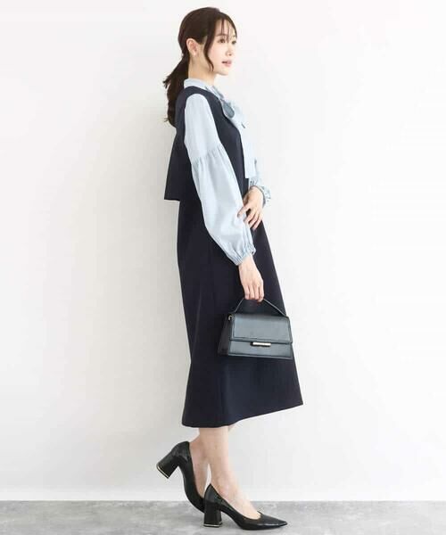 MK MICHEL KLEIN / エムケーミッシェルクラン ロング・マキシ丈ワンピース | バックフリルデザイン ジャンパースカート/洗える | 詳細2