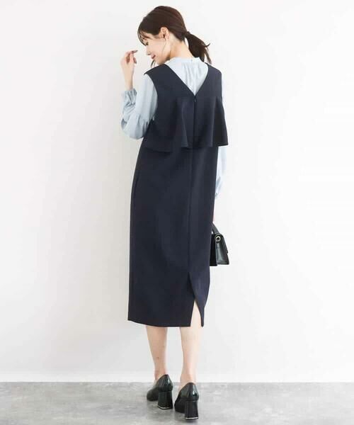 MK MICHEL KLEIN / エムケーミッシェルクラン ロング・マキシ丈ワンピース | バックフリルデザイン ジャンパースカート/洗える | 詳細4