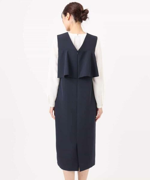 MK MICHEL KLEIN / エムケーミッシェルクラン ロング・マキシ丈ワンピース | バックフリルデザイン ジャンパースカート/洗える | 詳細7