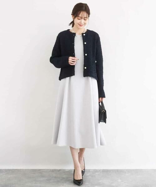 MK MICHEL KLEIN / エムケーミッシェルクラン ロング・マキシ丈ワンピース | スムースダンボール タックワンピース/洗える | 詳細14