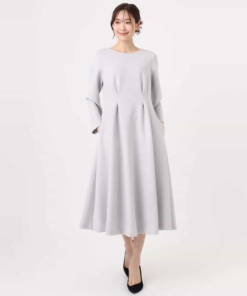 MK MICHEL KLEIN / エムケーミッシェルクラン ロング・マキシ丈ワンピース | スムースダンボール タックワンピース/洗える | 詳細16