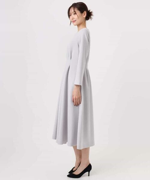 MK MICHEL KLEIN / エムケーミッシェルクラン ロング・マキシ丈ワンピース | スムースダンボール タックワンピース/洗える | 詳細17