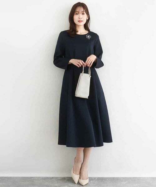 MK MICHEL KLEIN / エムケーミッシェルクラン ロング・マキシ丈ワンピース | スムースダンボール タックワンピース/洗える | 詳細6