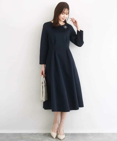 MK MICHEL KLEIN / エムケーミッシェルクラン ロング・マキシ丈ワンピース | スムースダンボール タックワンピース/洗える | 詳細8