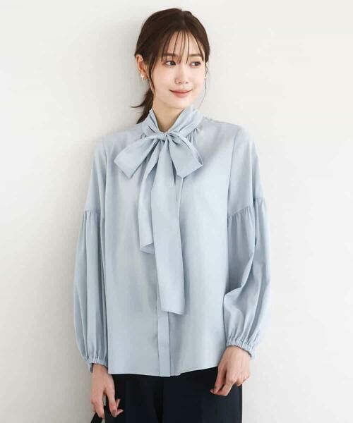 MK MICHEL KLEIN / エムケーミッシェルクラン シャツ・ブラウス | ボウ付きバンドカラーブラウス/洗える | 詳細28