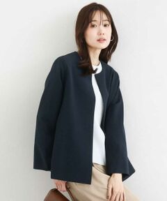 MK MICHEL KLEIN / エムケーミッシェルクラン ノーカラージャケット | ダブルクロス テントラインノーカラージャケット/セットアップ対応/防シワ/ストレッチ/洗える