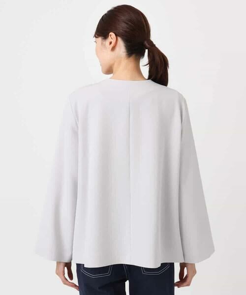 MK MICHEL KLEIN / エムケーミッシェルクラン ノーカラージャケット | ダブルクロス テントラインノーカラージャケット/セットアップ対応/防シワ/ストレッチ/洗える | 詳細11