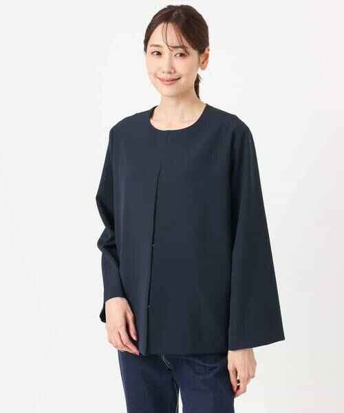 MK MICHEL KLEIN / エムケーミッシェルクラン ノーカラージャケット | ダブルクロス テントラインノーカラージャケット/セットアップ対応/防シワ/ストレッチ/洗える | 詳細19