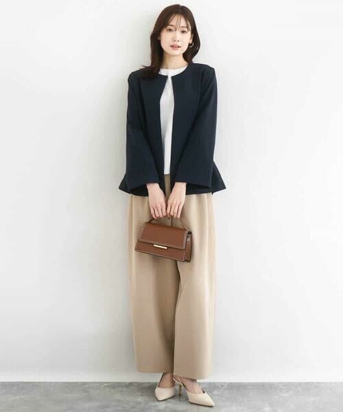 MK MICHEL KLEIN / エムケーミッシェルクラン ノーカラージャケット | ダブルクロス テントラインノーカラージャケット/セットアップ対応/防シワ/ストレッチ/洗える | 詳細4