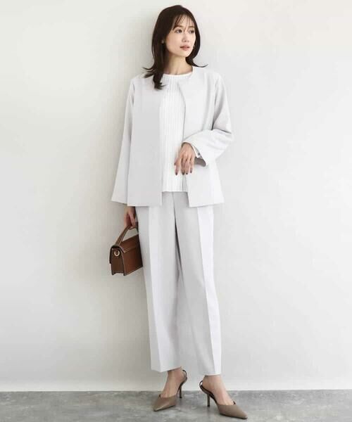 MK MICHEL KLEIN / エムケーミッシェルクラン ノーカラージャケット | ダブルクロス テントラインノーカラージャケット/セットアップ対応/防シワ/ストレッチ/洗える | 詳細6