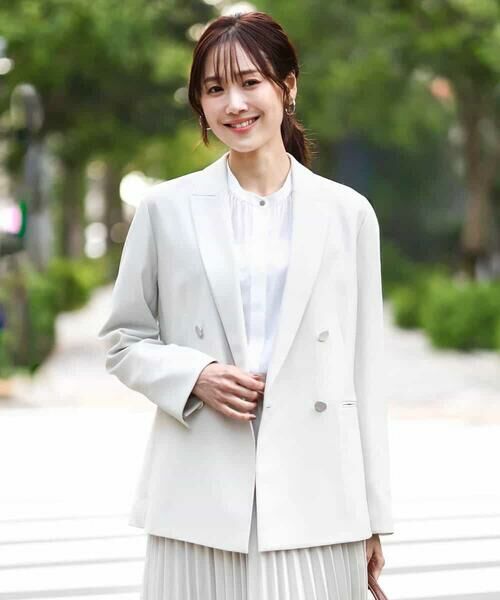 MK MICHEL KLEIN / エムケーミッシェルクラン テーラードジャケット | ダブルブレストジャケット/洗える | 詳細1