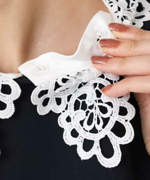 MK MICHEL KLEIN / エムケーミッシェルクラン ロング・マキシ丈ワンピース | レース衿付きサックワンピース/防シワ/洗える | 詳細18