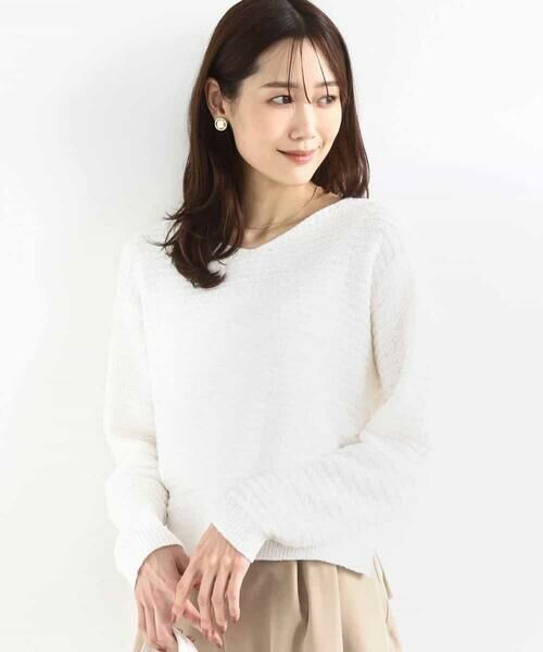 MK MICHEL KLEIN / エムケーミッシェルクラン ニット・セーター | ツィーディーVネックニット/洗える | 詳細1