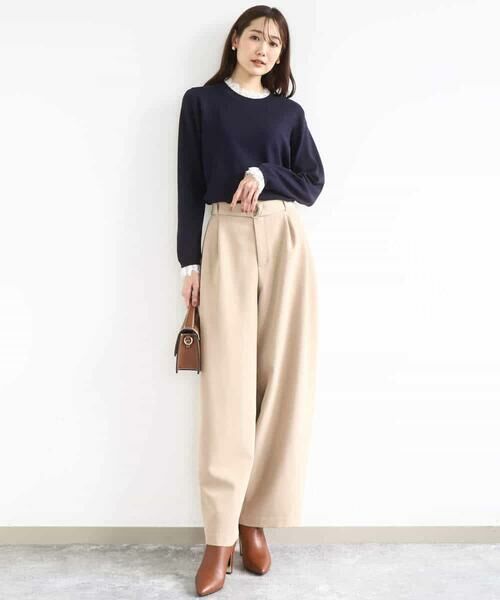 MK MICHEL KLEIN / エムケーミッシェルクラン ニット・セーター | レースデザインコンパクトニット/洗える | 詳細2