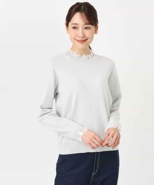 MK MICHEL KLEIN / エムケーミッシェルクラン ニット・セーター | レースデザインコンパクトニット/洗える | 詳細24
