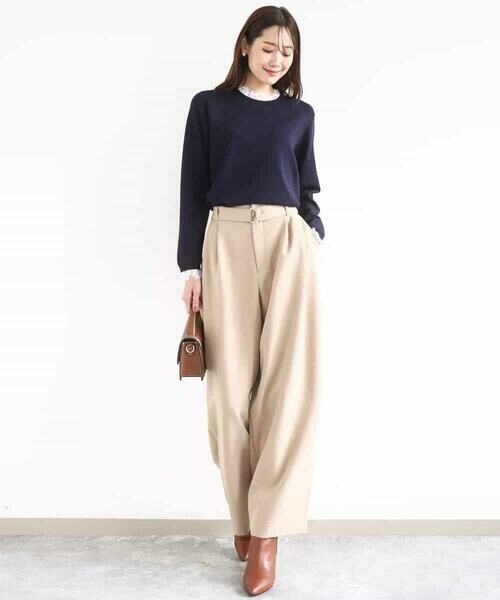 MK MICHEL KLEIN / エムケーミッシェルクラン ニット・セーター | レースデザインコンパクトニット/洗える | 詳細3