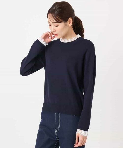 MK MICHEL KLEIN / エムケーミッシェルクラン ニット・セーター | レースデザインコンパクトニット/洗える | 詳細30