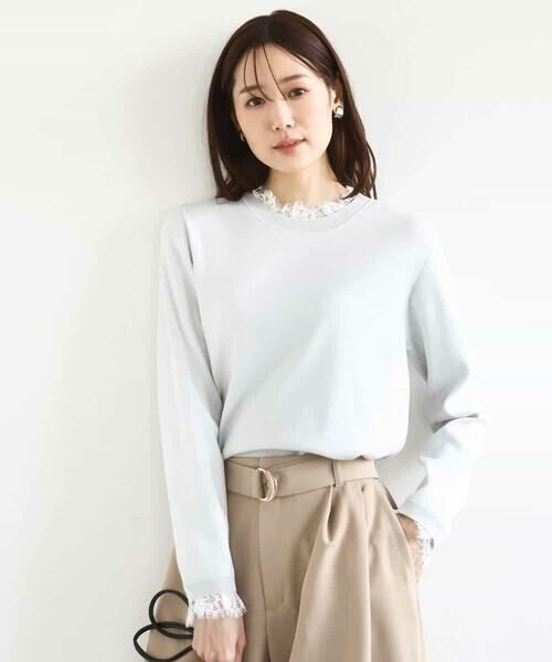 MK MICHEL KLEIN / エムケーミッシェルクラン ニット・セーター | レースデザインコンパクトニット/洗える | 詳細5