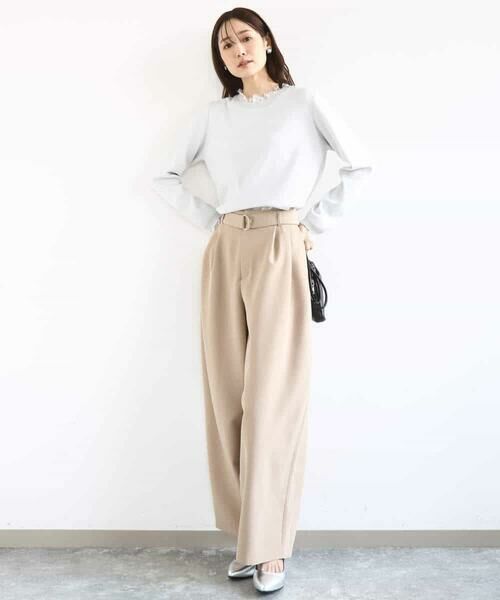 MK MICHEL KLEIN / エムケーミッシェルクラン ニット・セーター | レースデザインコンパクトニット/洗える | 詳細8