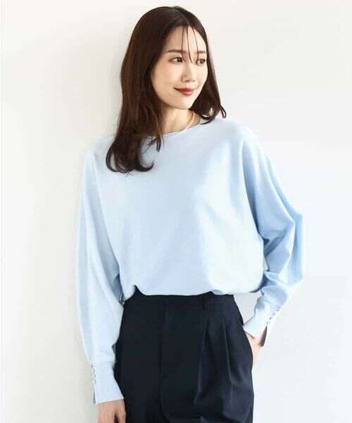 MK MICHEL KLEIN / エムケーミッシェルクラン ニット・セーター | ドルマンスリーブニット/洗える(ライトブルー)