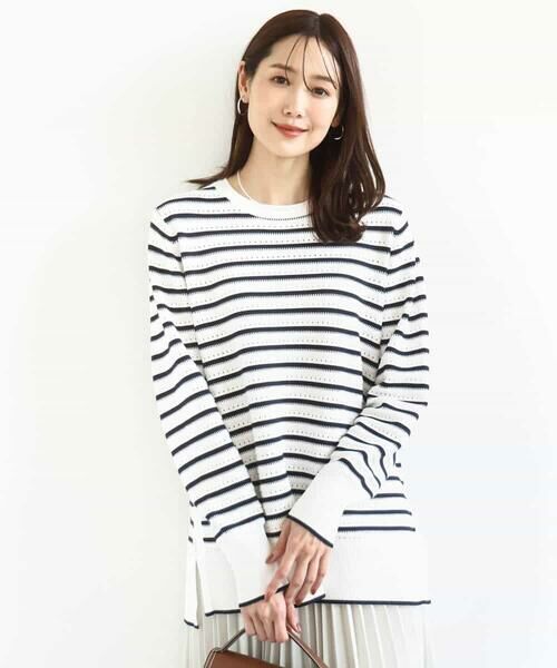 MK MICHEL KLEIN / エムケーミッシェルクラン ニット・セーター | 柄編みボーダーニット | 詳細1