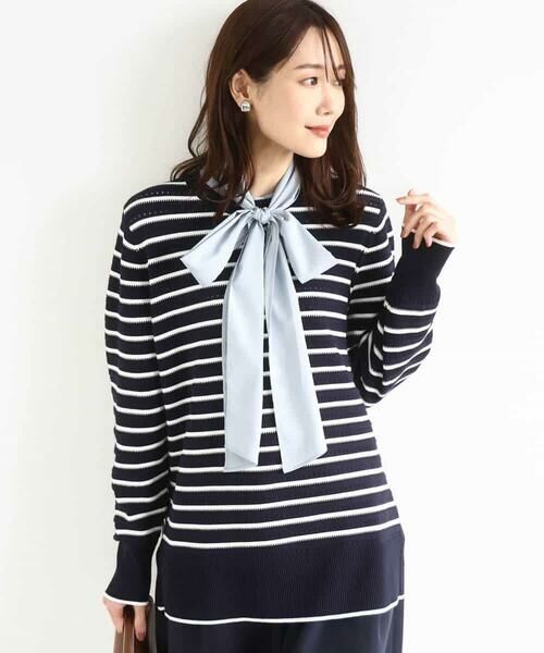 MK MICHEL KLEIN / エムケーミッシェルクラン ニット・セーター | 柄編みボーダーニット | 詳細7