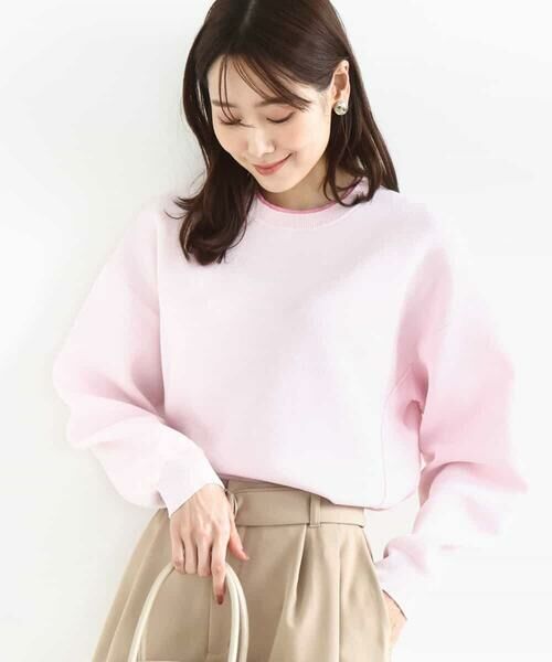 MK MICHEL KLEIN / エムケーミッシェルクラン ニット・セーター | スウェットライククルーネックニット/洗える(ピンク)