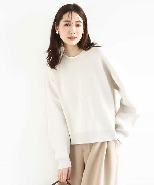 MK MICHEL KLEIN / エムケーミッシェルクラン ニット・セーター | スウェットライククルーネックニット/洗える | 詳細1