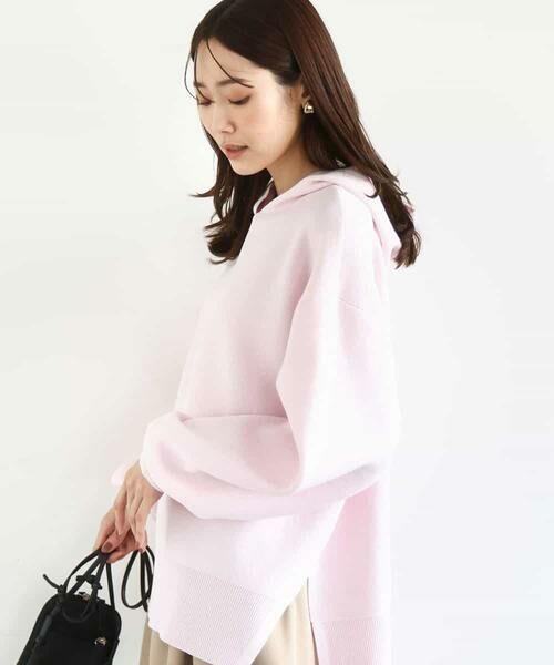 MK MICHEL KLEIN / エムケーミッシェルクラン ニット・セーター | スウェットライクニットフーディー/洗える(ピンク)